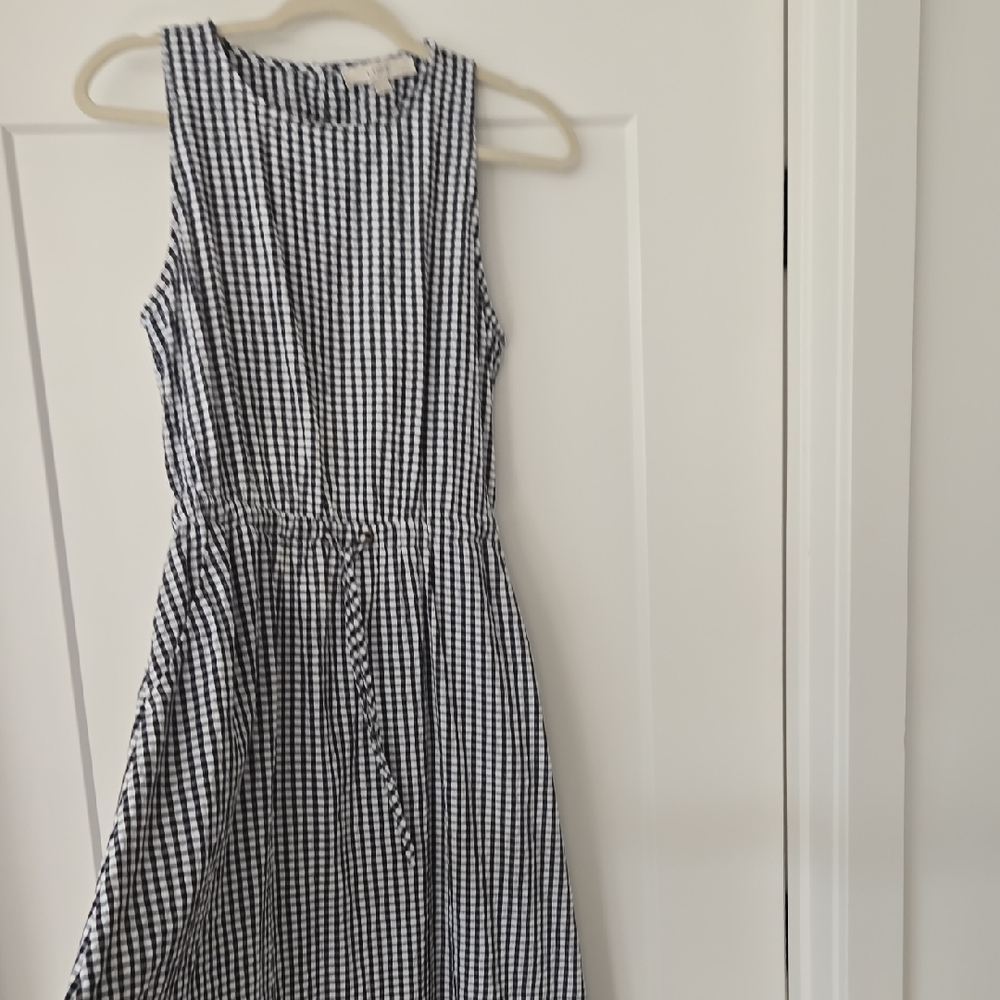 LOFT Black and White Checkered Dress